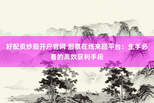 好配资炒股开户官网 股票在线来回平台：生手必看的高效获利手段